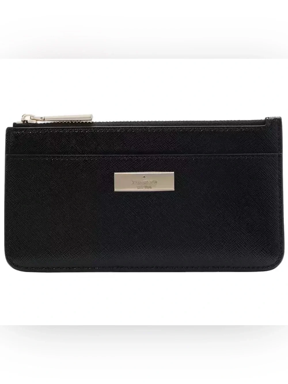 Kate Spade Black Saffiano Leather Zip Card Wallet